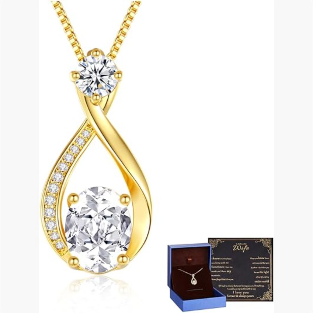 1.5ct Moissanite Infinity Pendant Necklace S925 Sterling Silver 18k Gold Filled